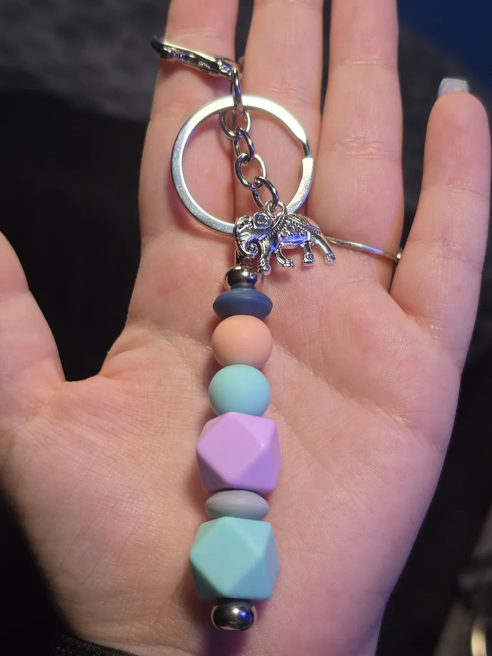 Handmade 90's Themed Beaded Keychain